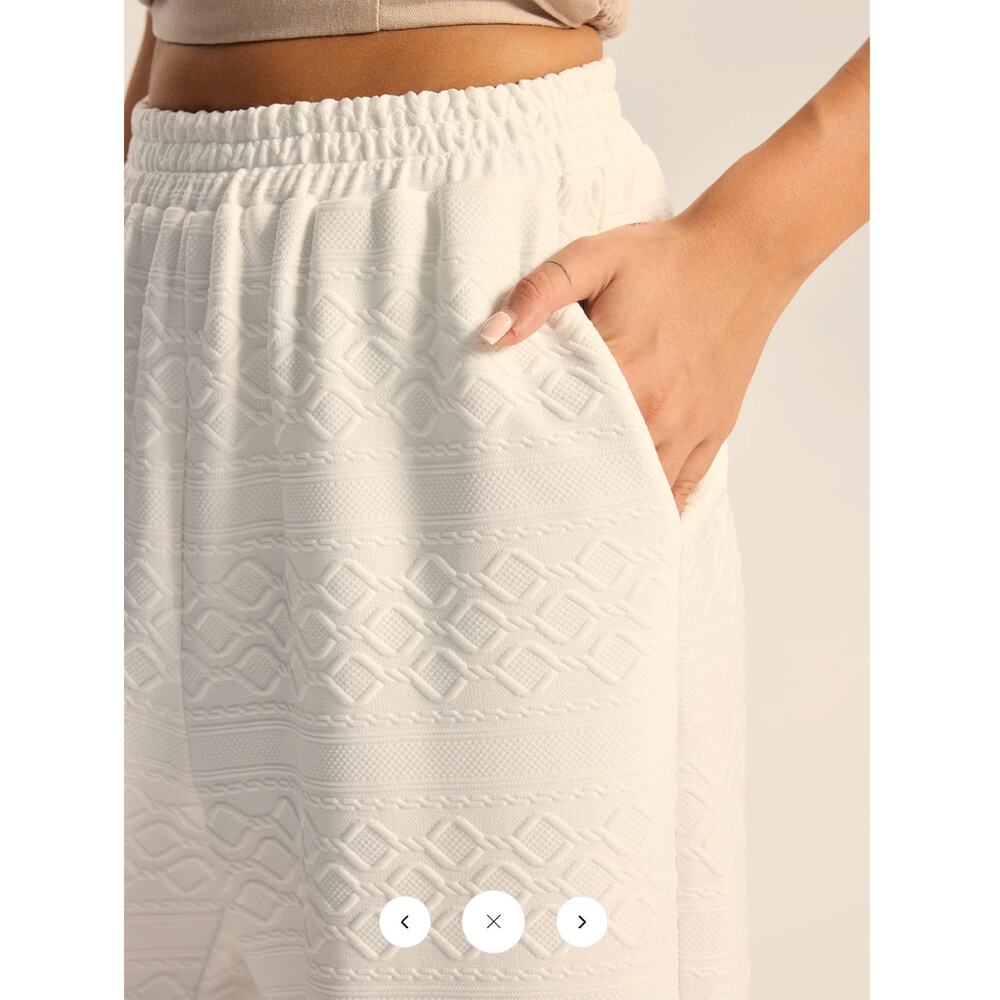 NWT Commense Textured Wide-Leg Pants with Elastic Waist Sz M - Picture 3 of 4